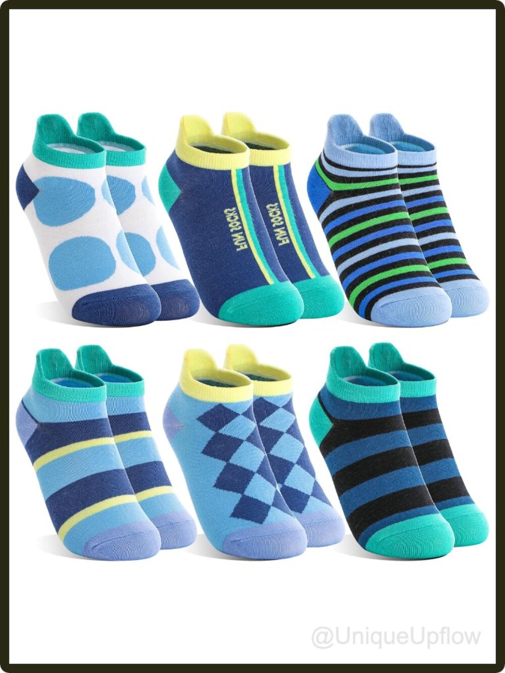 Kids Boys Cotton Ankle Socks 6 Pairs Funny Cartoon No Show